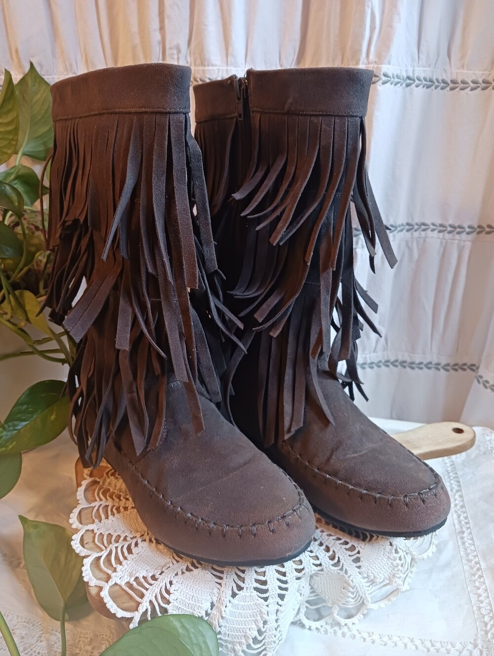 Refresh Faux Suede Mid Calf Moccasin Boots Womens 7 Clean Footbed